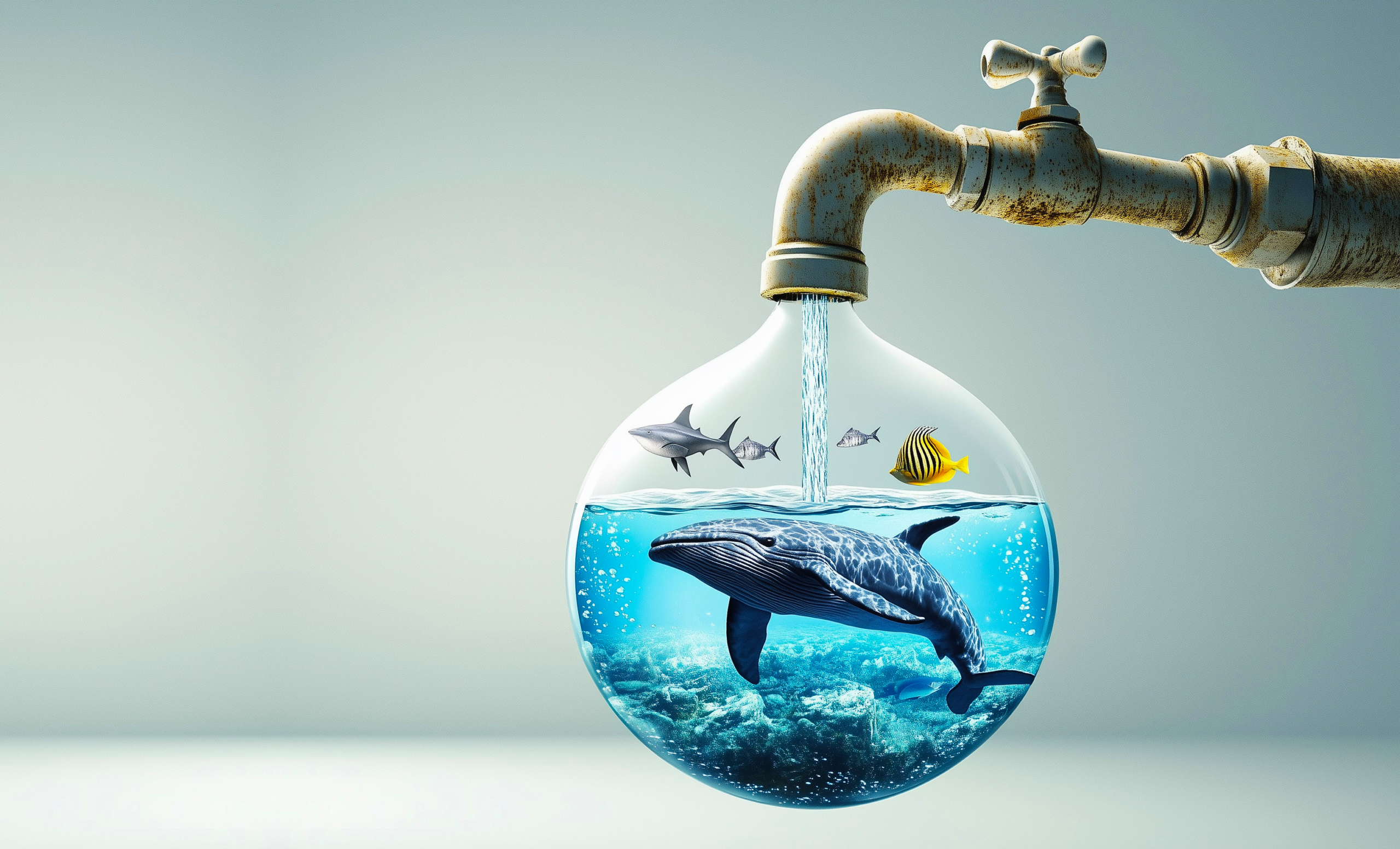 Faucet as visual analogy to poor management
